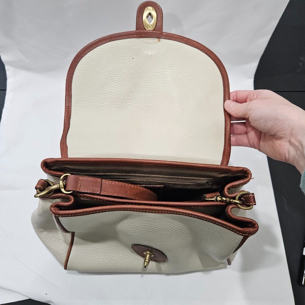 Vintage Coach Sheridan Monticello Leather Crossbody Bag 4226 Cream Brown 90s - Picture 10 of 16
